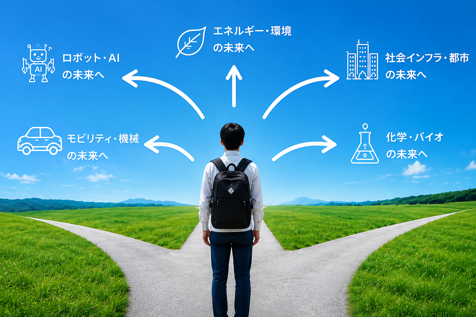 さまざまな未来へ広がる進路のイメージ